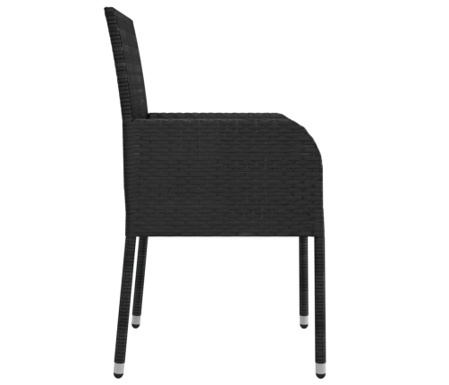 Set de comedor de jardín 7 pzas y cojines ratán sintético negro