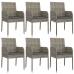 Set comedor jardín 7 pzas y cojines ratán sintético gris
