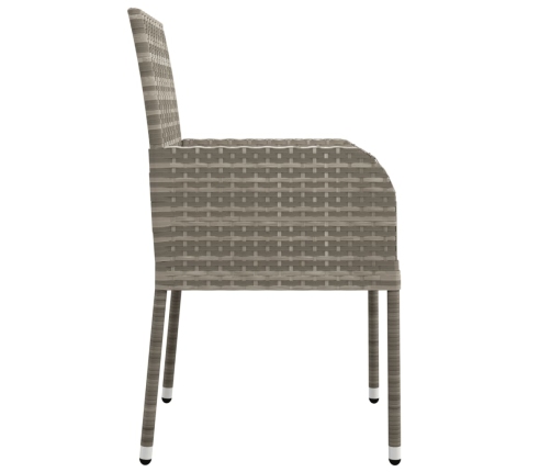 Set comedor jardín 7 pzas y cojines ratán sintético gris
