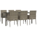 Set comedor jardín 7 pzas y cojines ratán sintético gris