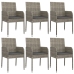 Set comedor jardín 7 pzas y cojines ratán sintético gris