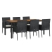 Set de comedor de jardín 7 pzas y cojines ratán sintético negro