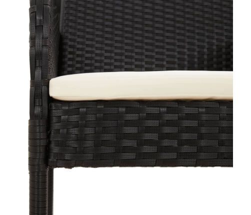 Set de comedor de jardín 7 pzas y cojines ratán sintético negro