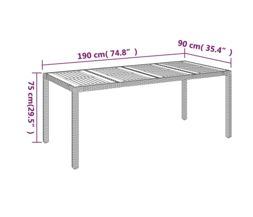 Set de comedor de jardín 9 pzas y cojines ratán sintético negro