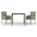 Set comedor de jardín 3 piezas con cojines ratán sintético gris