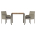 Set comedor de jardín 3 piezas con cojines ratán sintético gris