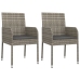 Set comedor de jardín 3 piezas con cojines ratán sintético gris