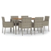 Set comedor jardín 7 pzas y cojines ratán sintético gris