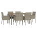 Set comedor jardín 7 pzas y cojines ratán sintético gris
