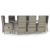 Set comedor jardín 9 pzas y cojines ratán sintético gris