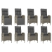 Set comedor jardín 9 pzas y cojines ratán sintético gris