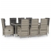 Set comedor jardín 9 pzas y cojines ratán sintético gris