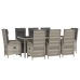 Set comedor jardín 9 pzas y cojines ratán sintético gris