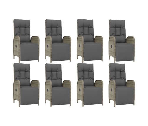 Set comedor jardín 9 pzas y cojines ratán sintético gris