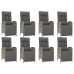 Set comedor jardín 9 pzas y cojines ratán sintético gris