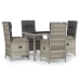Set comedor de jardín 5 piezas con cojines ratán sintético gris
