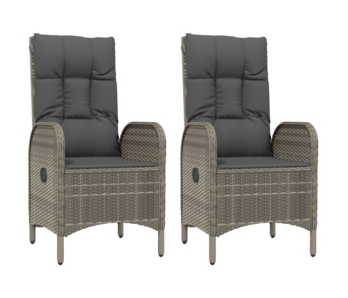 Set comedor de jardín 5 piezas con cojines ratán sintético gris