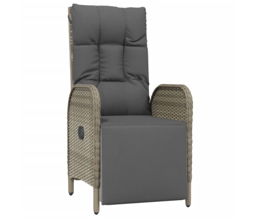 Set comedor de jardín 5 piezas con cojines ratán sintético gris