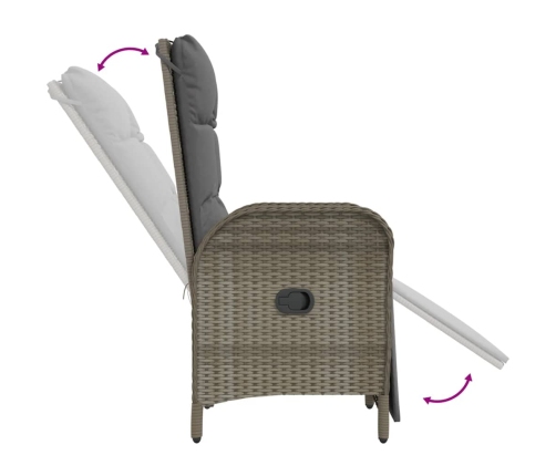 Set comedor de jardín 5 piezas con cojines ratán sintético gris