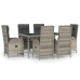 Set comedor jardín 7 pzas y cojines ratán sintético gris