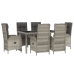 Set comedor jardín 7 pzas y cojines ratán sintético gris
