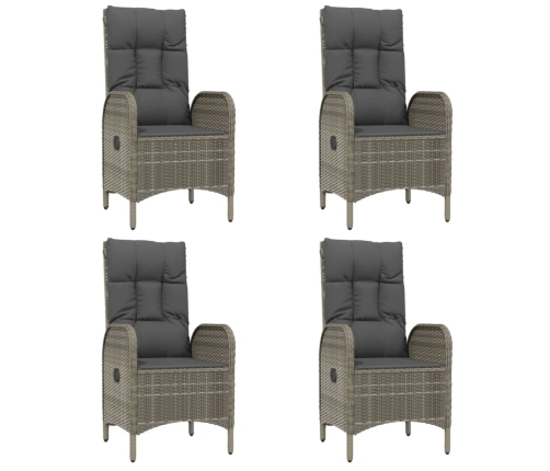 Set comedor jardín 7 pzas y cojines ratán sintético gris