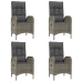 Set comedor jardín 7 pzas y cojines ratán sintético gris