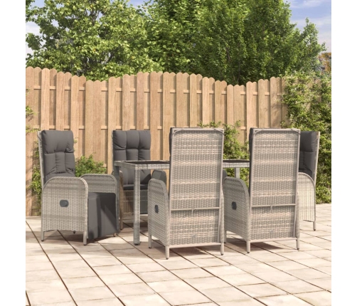 Set comedor jardín 7 pzas y cojines ratán sintético gris