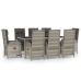 Set comedor jardín 9 pzas y cojines ratán sintético gris