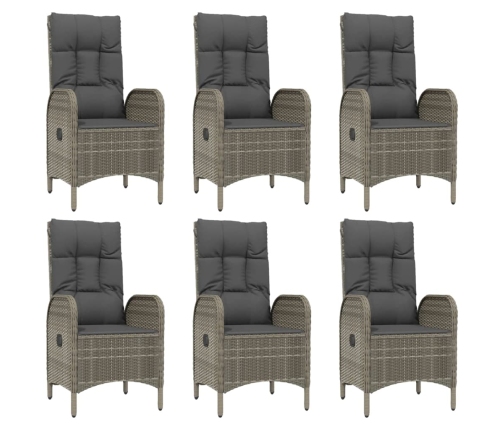 Set comedor jardín 9 pzas y cojines ratán sintético gris