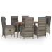 Set comedor jardín 7 pzas y cojines ratán sintético gris