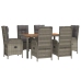 Set comedor jardín 7 pzas y cojines ratán sintético gris