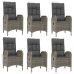 Set comedor jardín 7 pzas y cojines ratán sintético gris