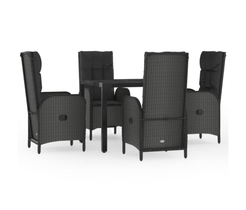 Set de muebles jardín 5 pzas con cojines ratán sintético negro