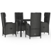 Set de muebles jardín 5 pzas con cojines ratán sintético negro