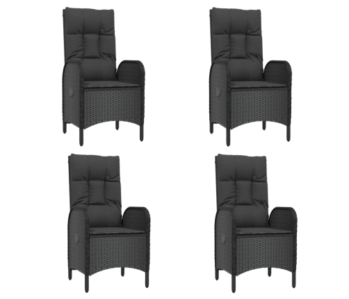 Set de muebles jardín 5 pzas con cojines ratán sintético negro