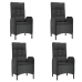 Set de muebles jardín 5 pzas con cojines ratán sintético negro