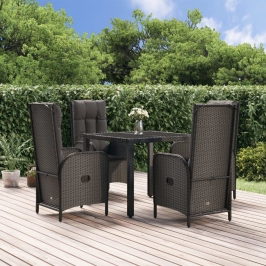 Set de muebles jardín 5 pzas con cojines ratán sintético negro
