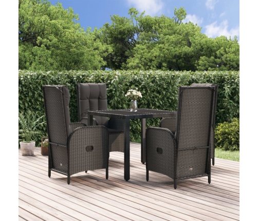 Set de muebles jardín 5 pzas con cojines ratán sintético negro