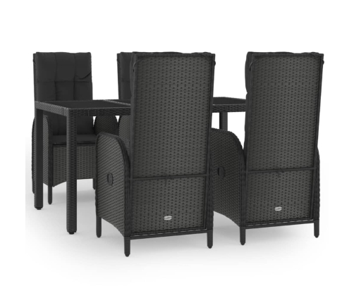 Set de muebles jardín 5 pzas con cojines ratán sintético negro