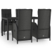 Set de muebles jardín 5 pzas con cojines ratán sintético negro