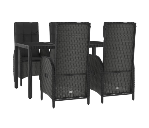 Set de muebles jardín 5 pzas con cojines ratán sintético negro