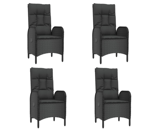 Set de muebles jardín 5 pzas con cojines ratán sintético negro