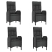 Set de muebles jardín 5 pzas con cojines ratán sintético negro