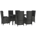 Set comedor jardín 7 pzas y cojines ratán sintético negro gris