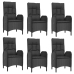 Set comedor jardín 7 pzas y cojines ratán sintético negro gris