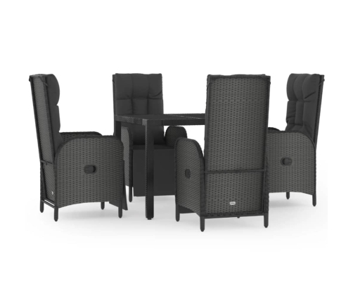 Set de muebles jardín 5 pzas con cojines ratán sintético negro