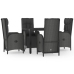 Set de muebles jardín 5 pzas con cojines ratán sintético negro