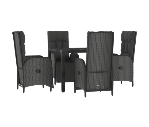 Set de muebles jardín 5 pzas con cojines ratán sintético negro