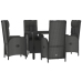 Set de muebles jardín 5 pzas con cojines ratán sintético negro